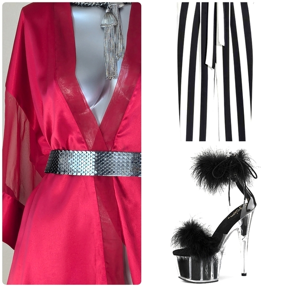 Victoria's Secret Gold Label Collection Cranberry Kimono Wrap Loungewear Robe - Picture 2 of 12